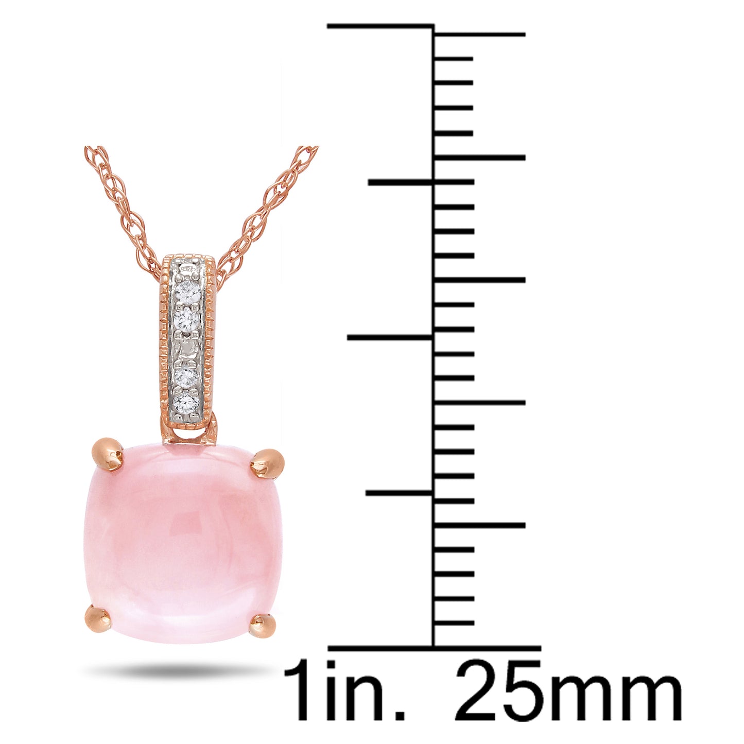 Pink Opal & Diamond Pendant in 10k Rose Gold
