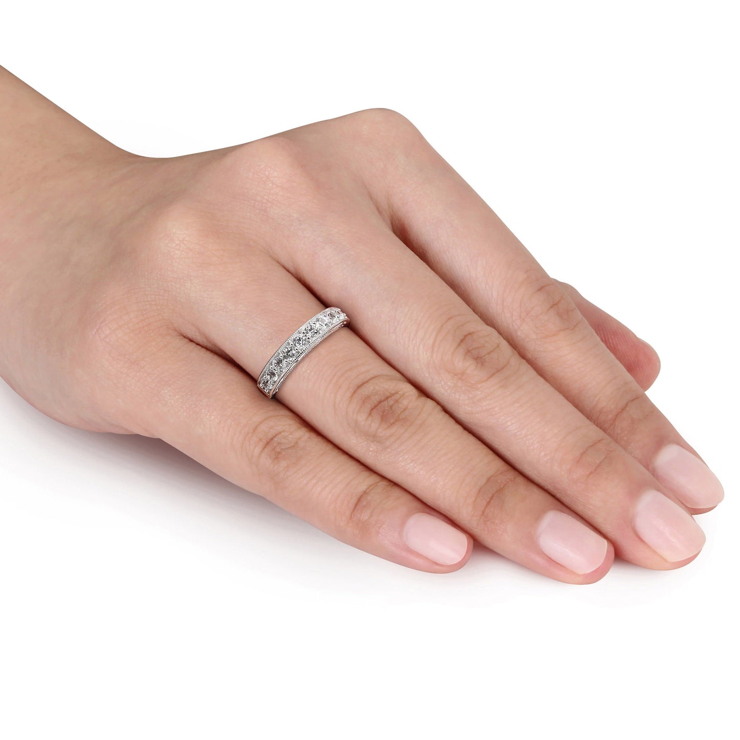 Sophia B 4/5ct Created White Sapphire Semi-Eternity Ring