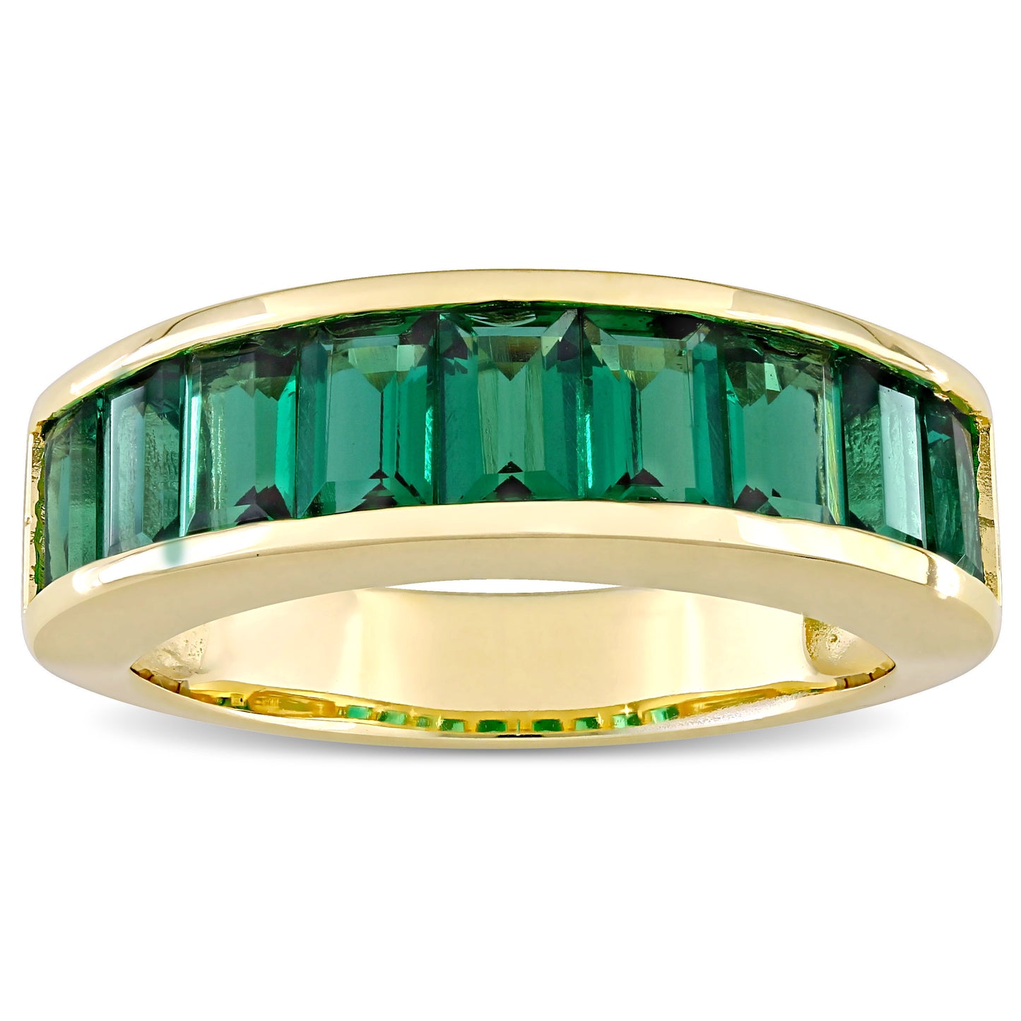 Emerald Semi-Eternity Band in Yellow Sterling Silver