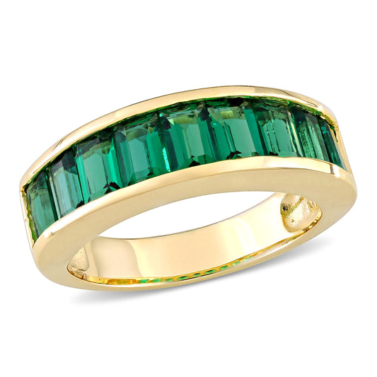 Emerald Semi-Eternity Band in Yellow Sterling Silver