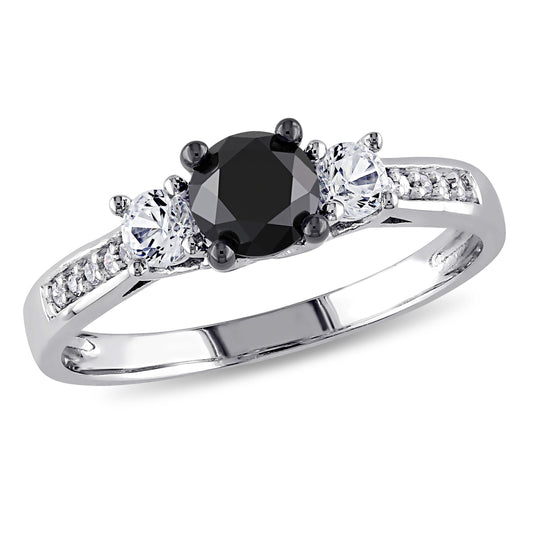 Sophia B 1ctBlack Diamond & Lab-Created White Sapphire Ring