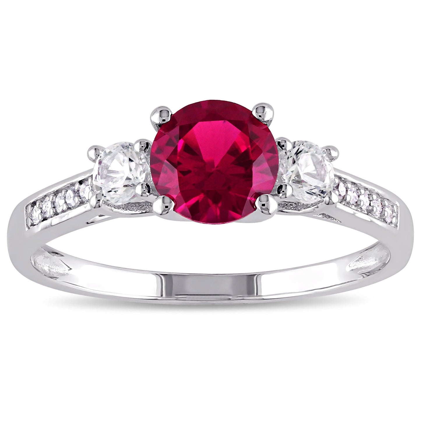 Sophia B 1 1/3ct Ruby, Sapphire & Diamond Ring in 10k White Gold