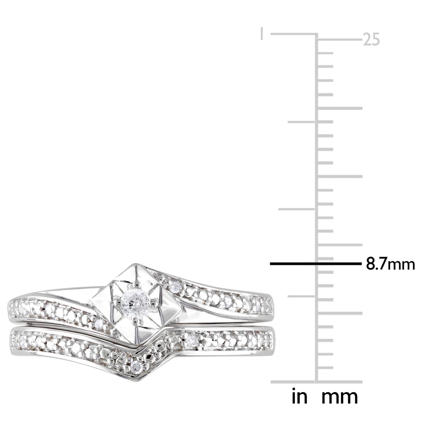 1/10ct Diamond Wedding Set in Sterling Silver