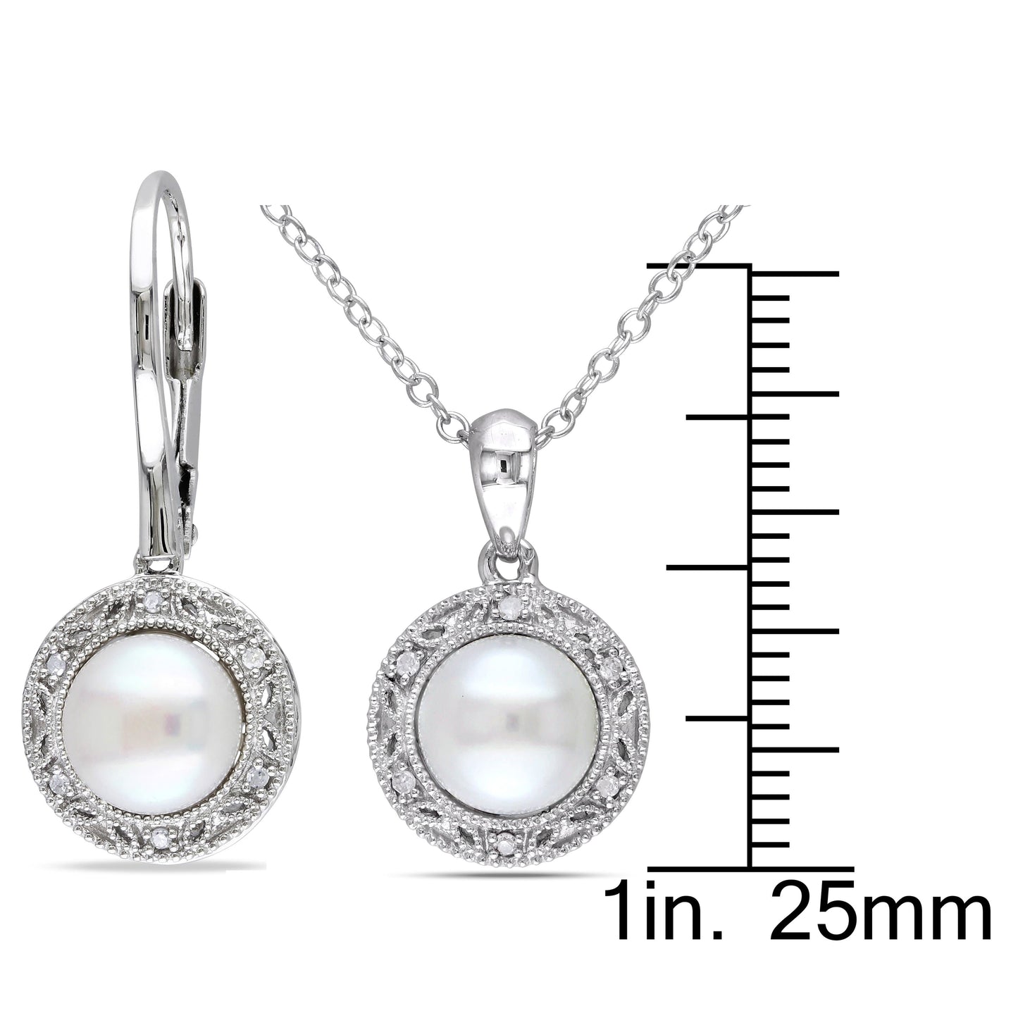 Diamonds & Pearls Necklace & Earrings Set