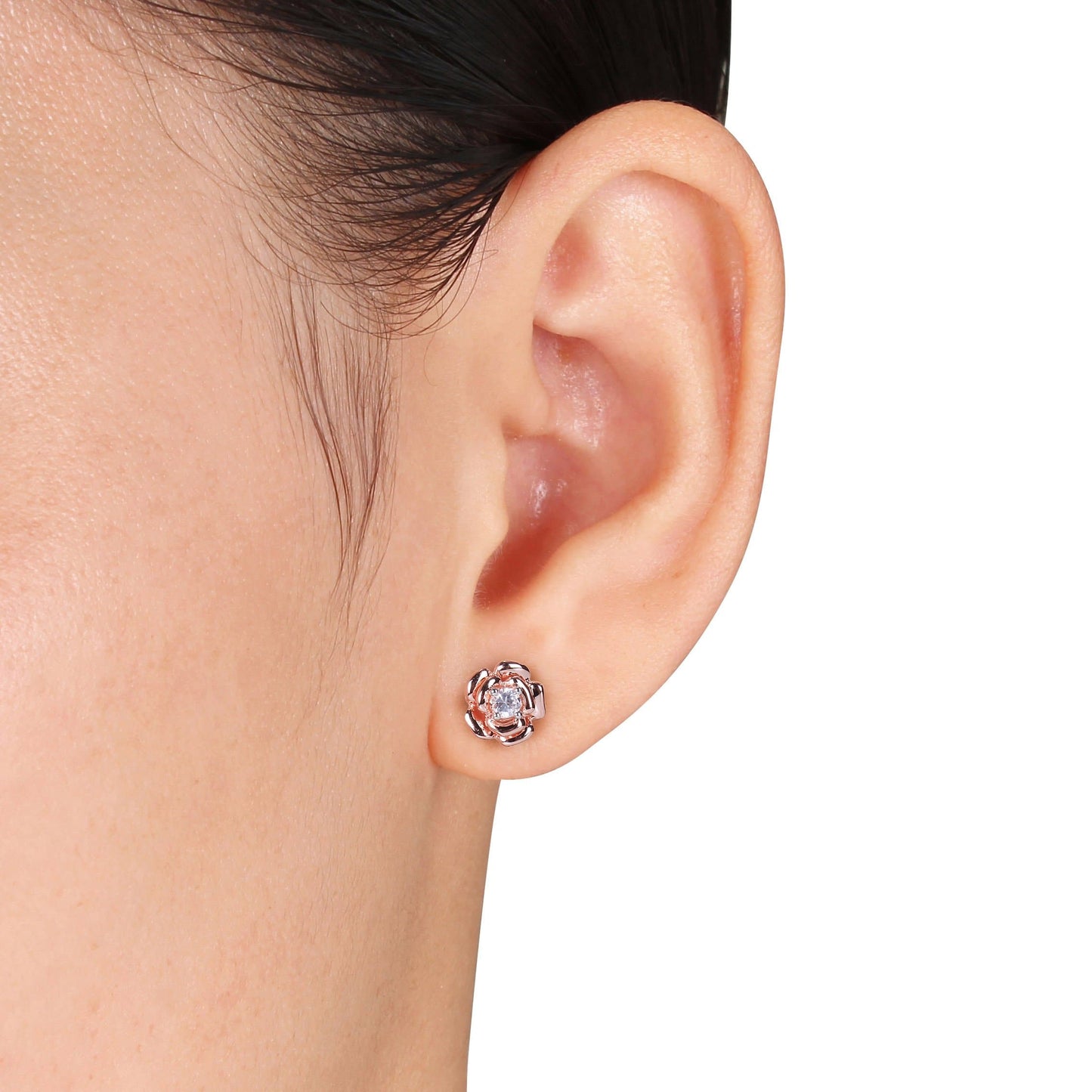 1/3ct White Sapphire Flower Earrings