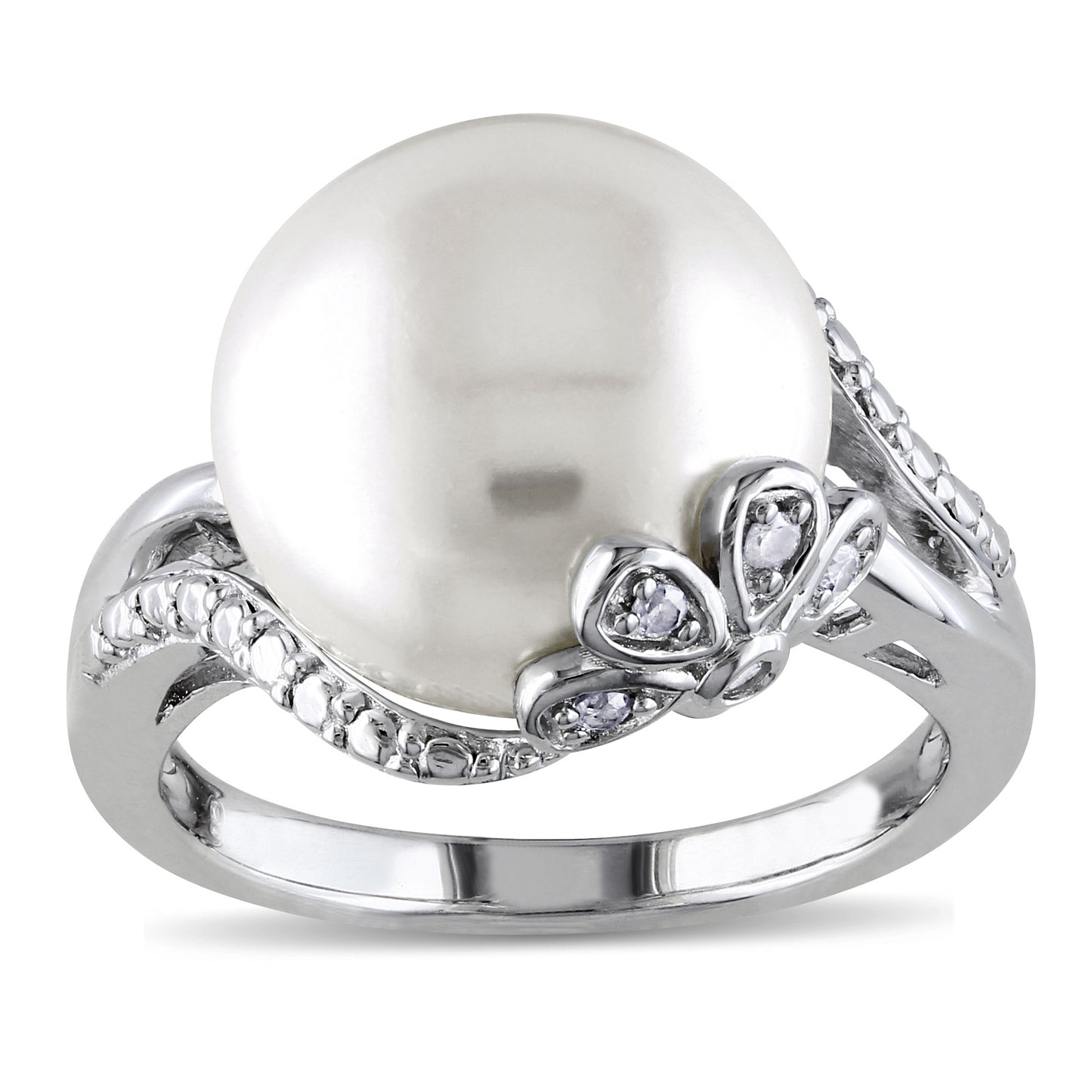 Michiko 0.05ct Diamond & Freshwater Cultured Pearl Ring