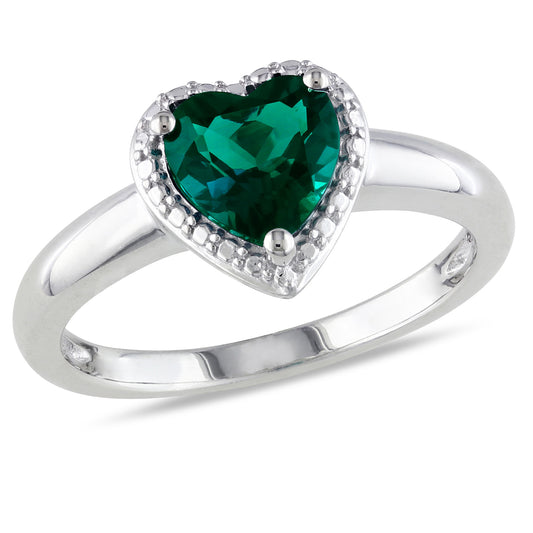 1ct Emerald Heart Ring in Sterling Silver