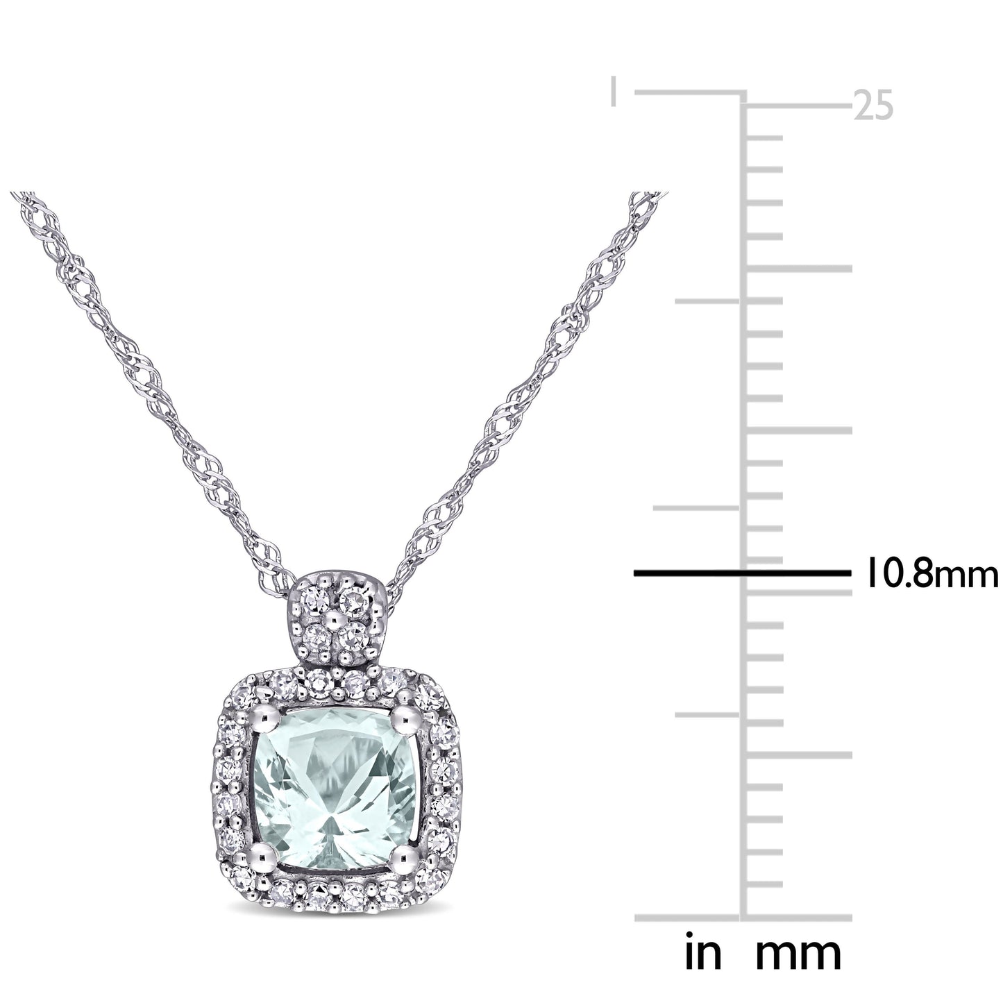 Aquamarine & Diamond Halo Necklace