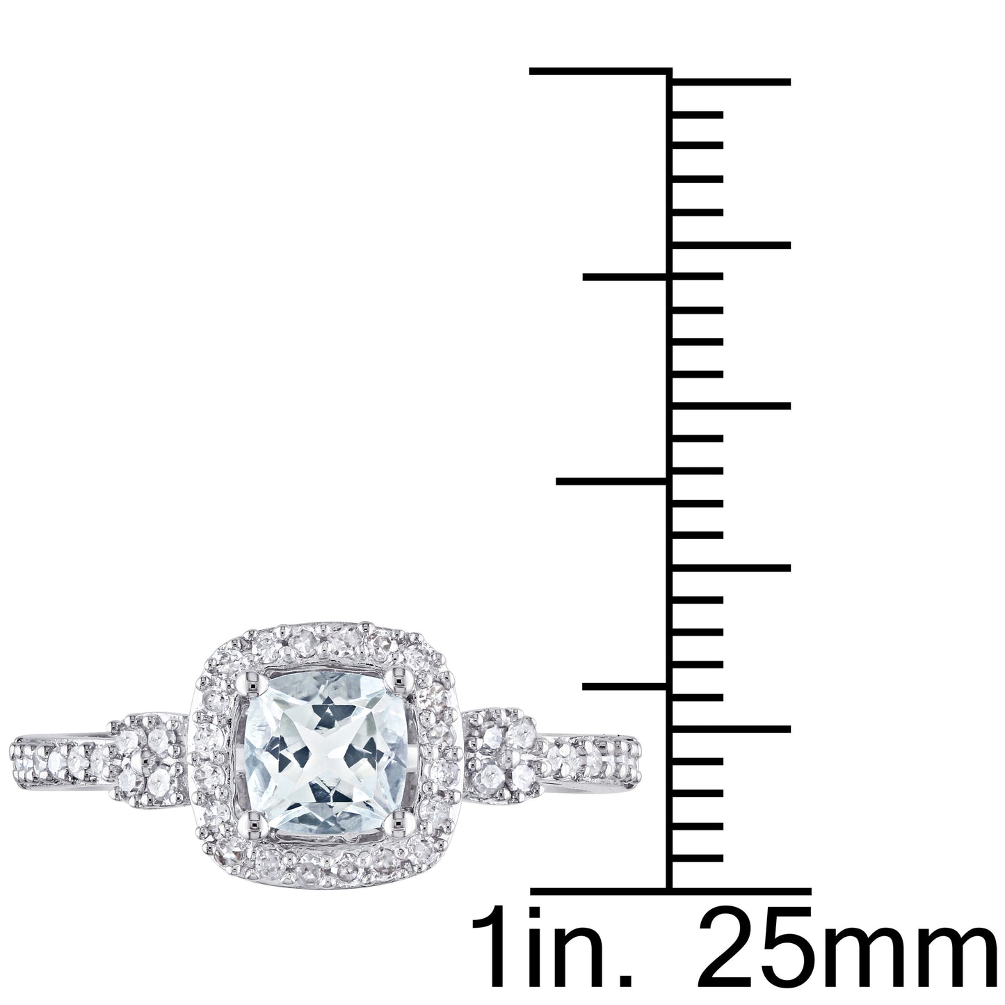 Julie Leah Aquamarine & Diamonds Halo Ring in 10k White Gold