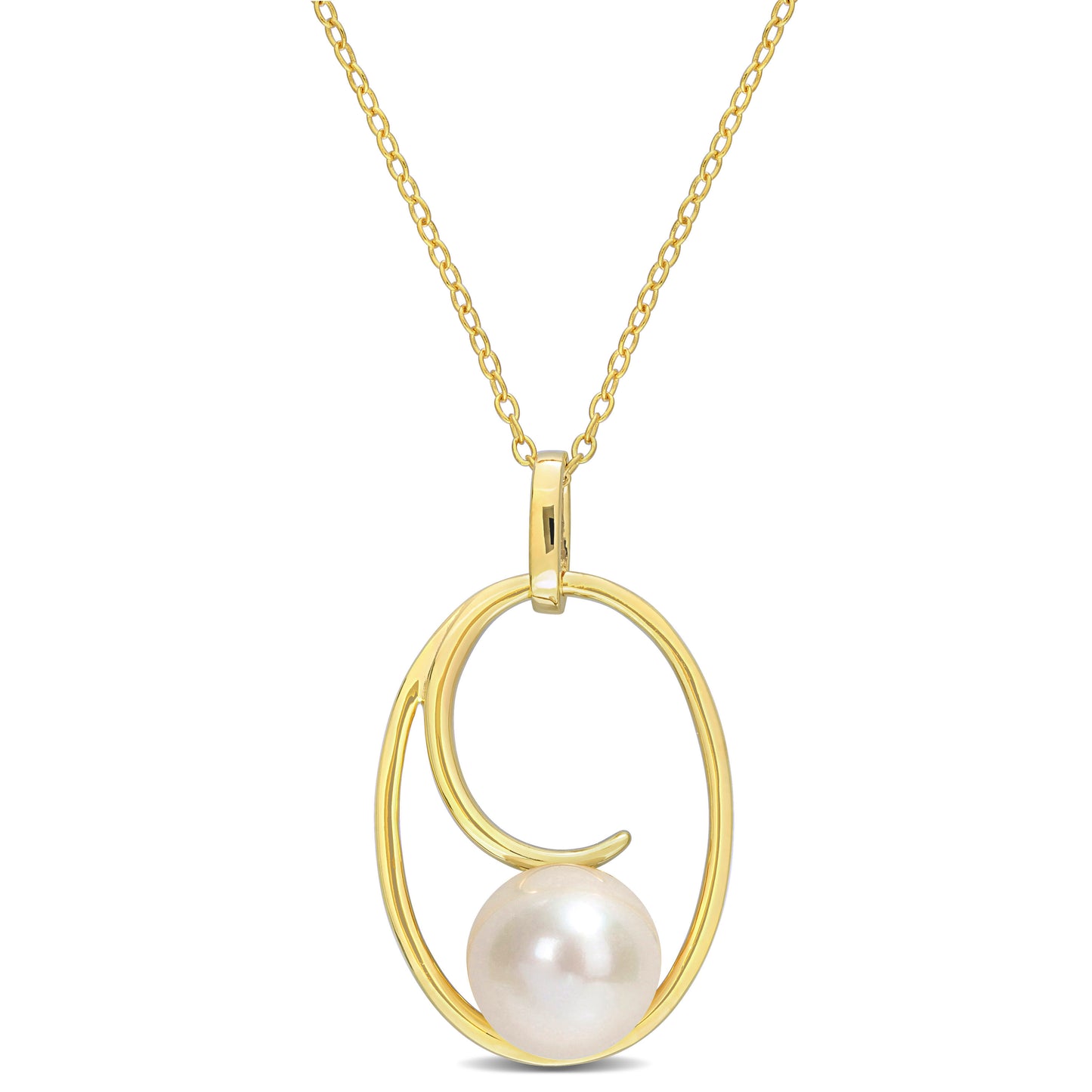 Pearl Geometric Necklace in 18k Yellow Gold Plated Silver