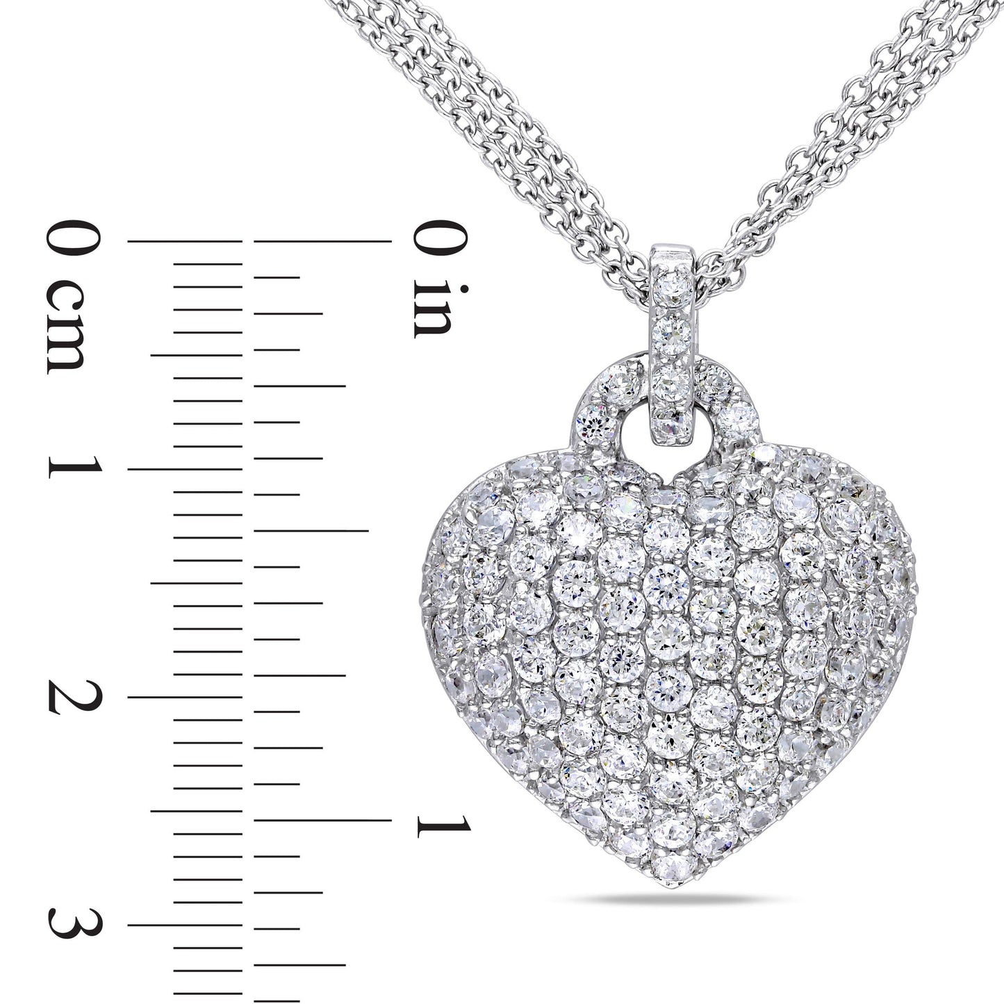 3 1/2ct White Sapphire Heart Necklace in Sterling Silver