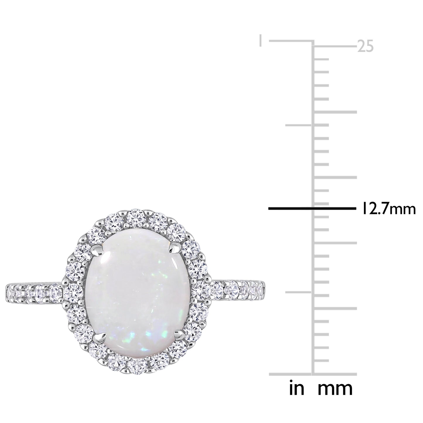 2 1/4ct Opal & White Sapphire Ring in 10k White Gold