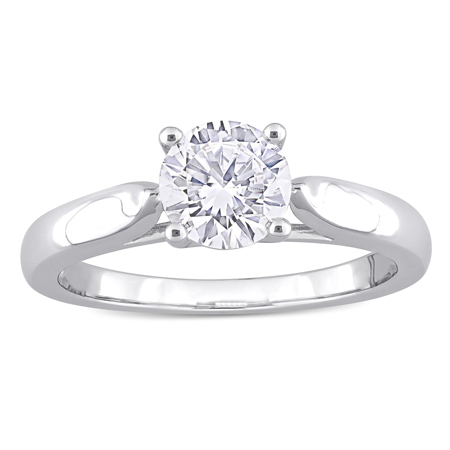 Round Cut Moissanite Solitaire Ring in Sterling Silver