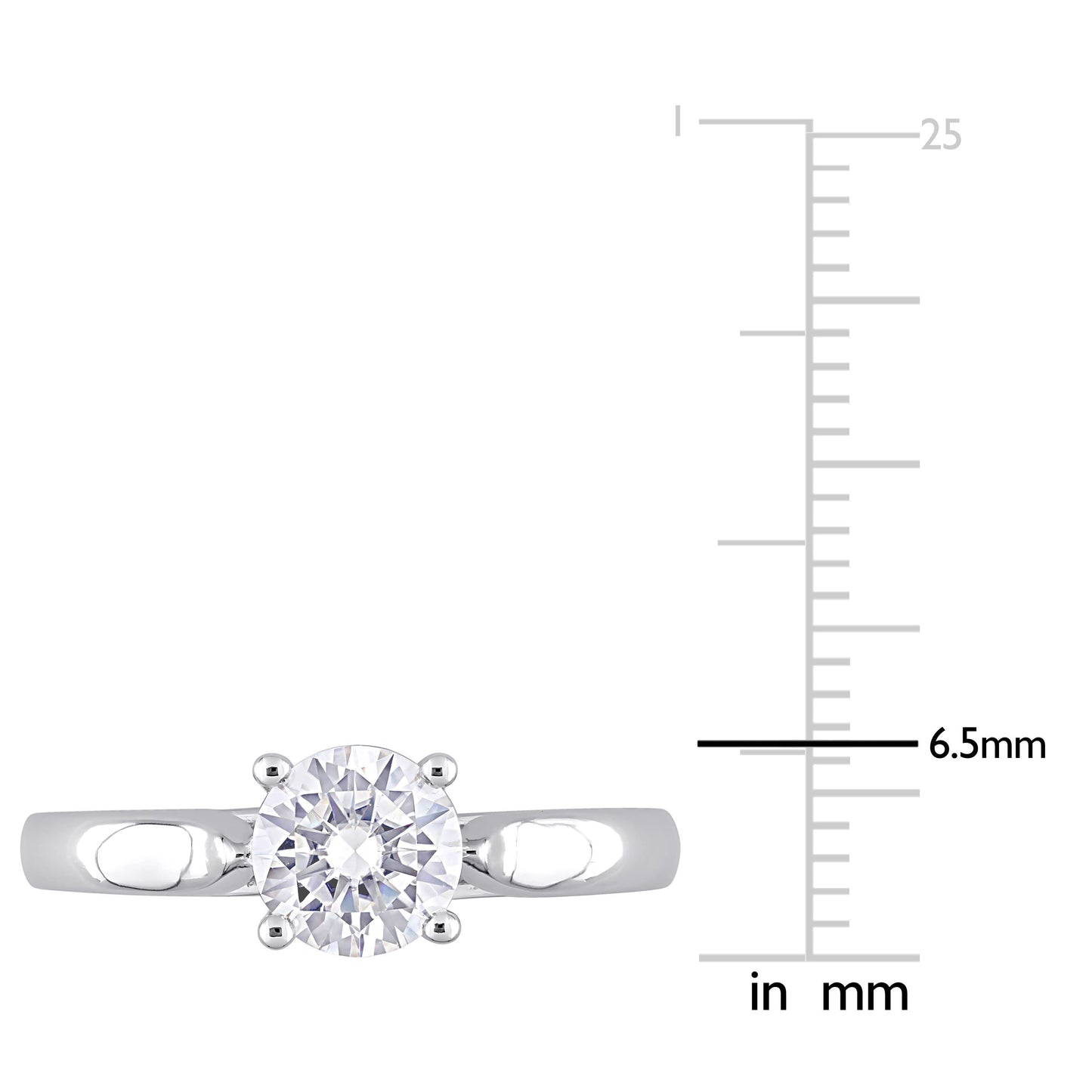 Round Cut Moissanite Solitaire Ring in Sterling Silver