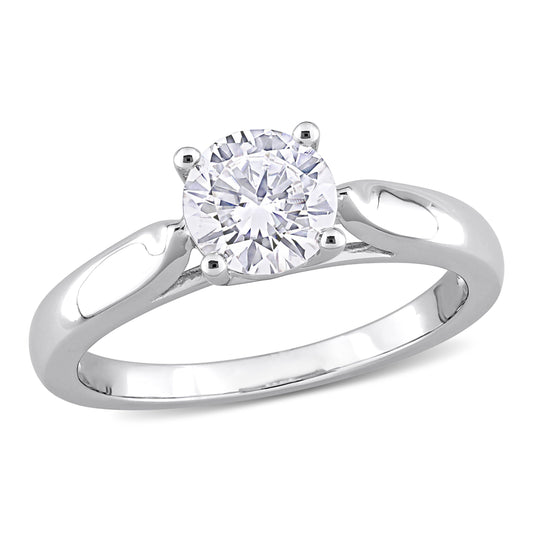 Round Cut Moissanite Solitaire Ring in Sterling Silver