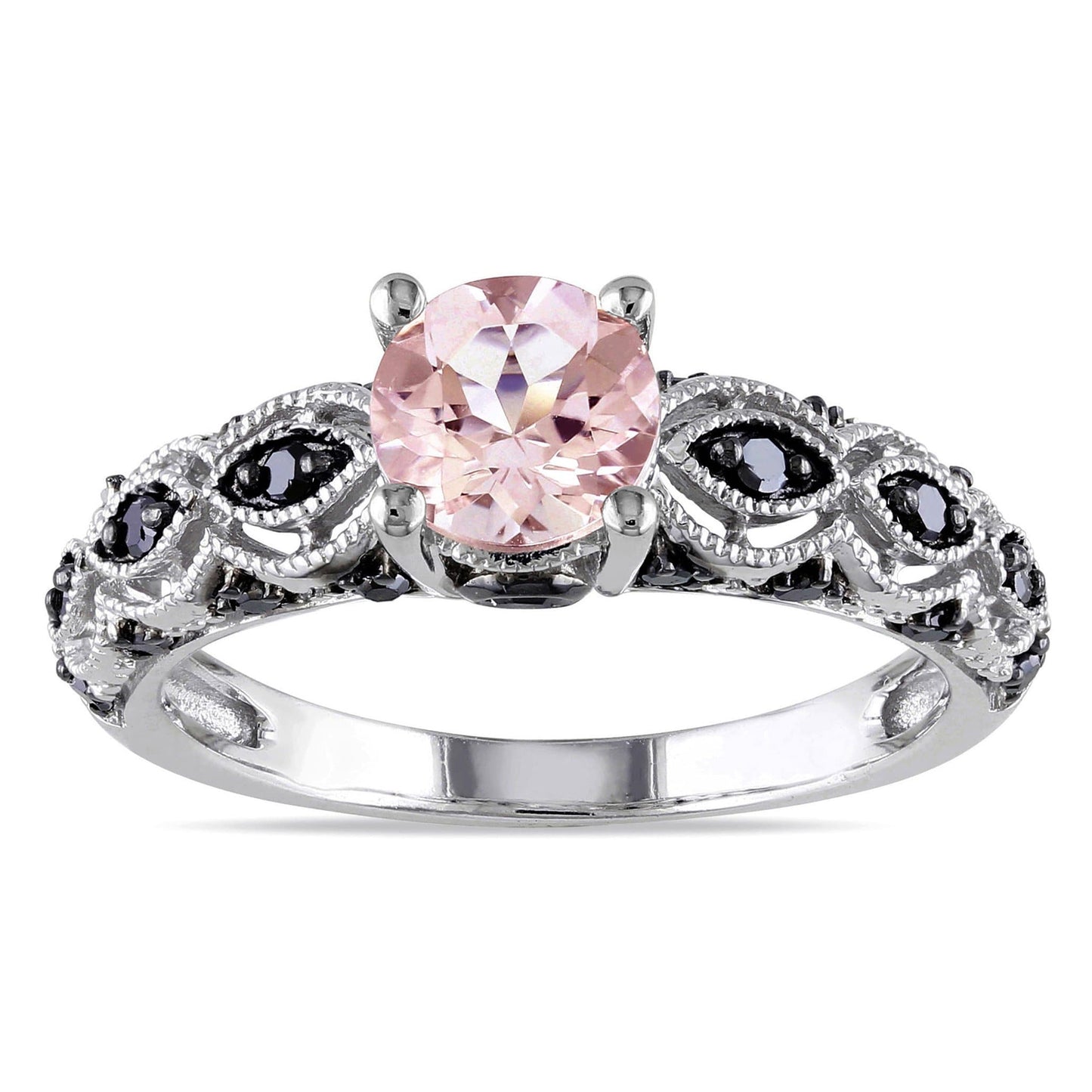 Sophia B Black Diamond & Pink Morganite Engagement Ring
