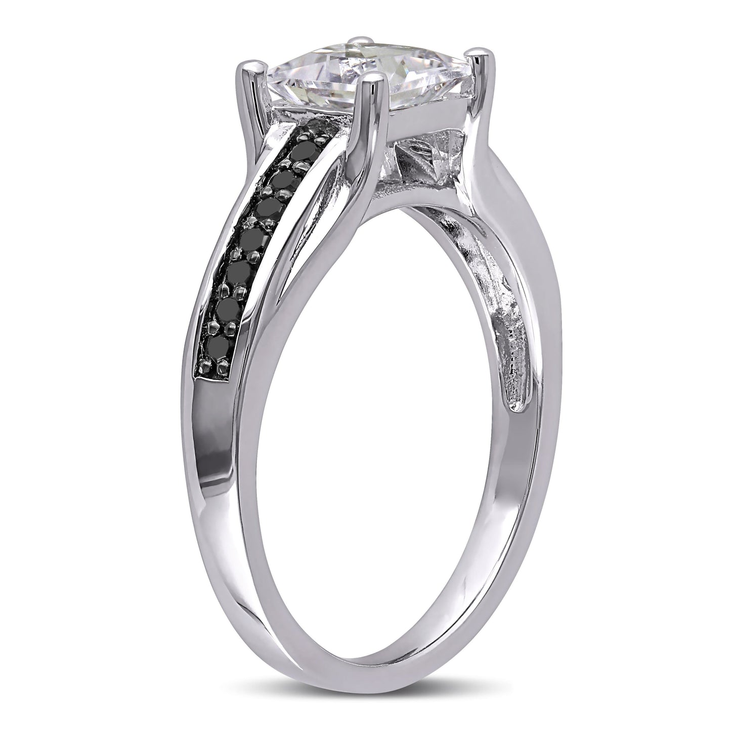 Sophia B White Sapphire & Black Diamond Engagement Ring
