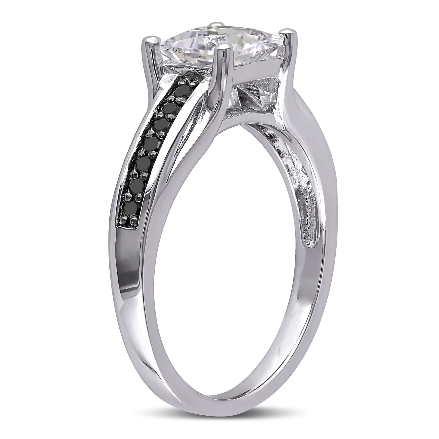 Sophia B White Sapphire & Black Diamond Engagement Ring