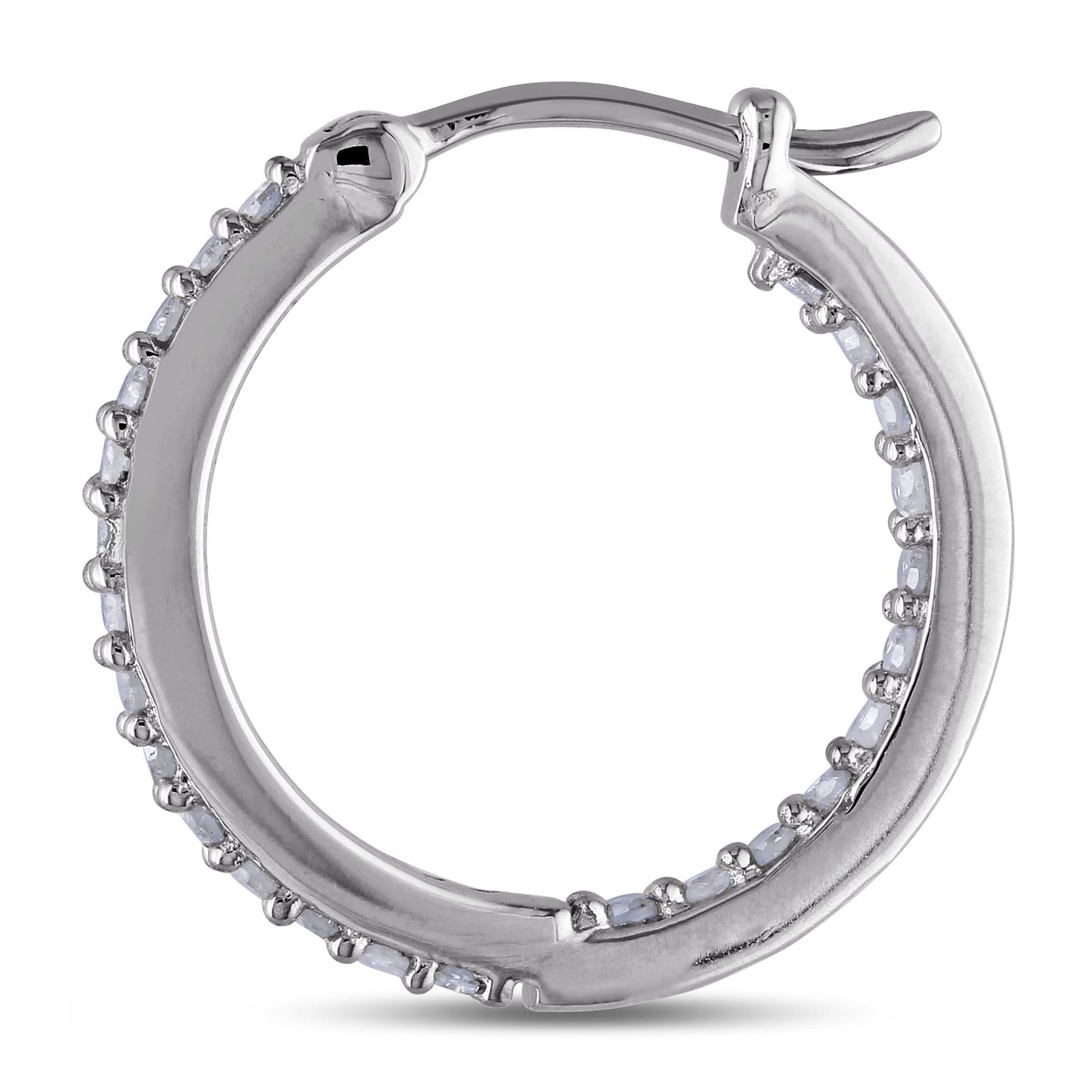Diamond Inside Out Hoops in Sterling Silver