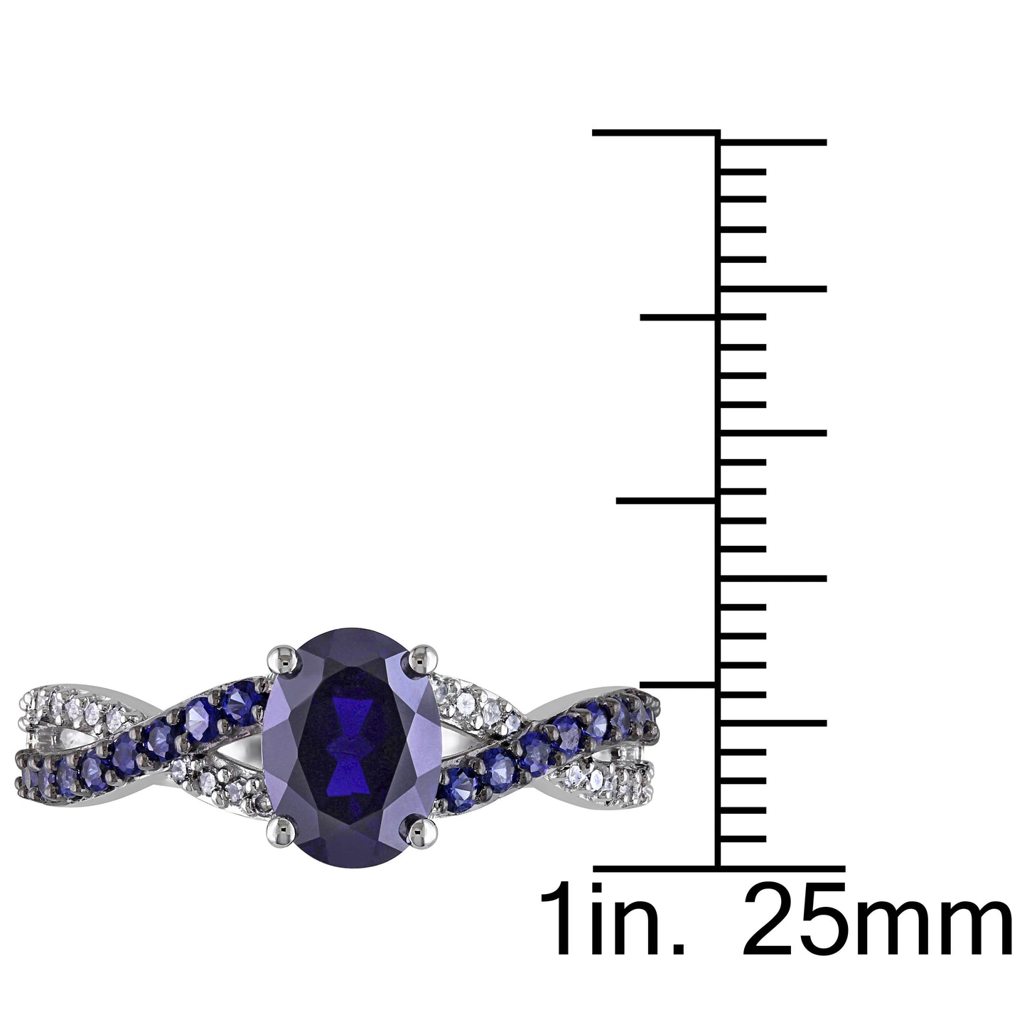 Oval Infinity Sapphire & Diamond Ring in 10k White Gold