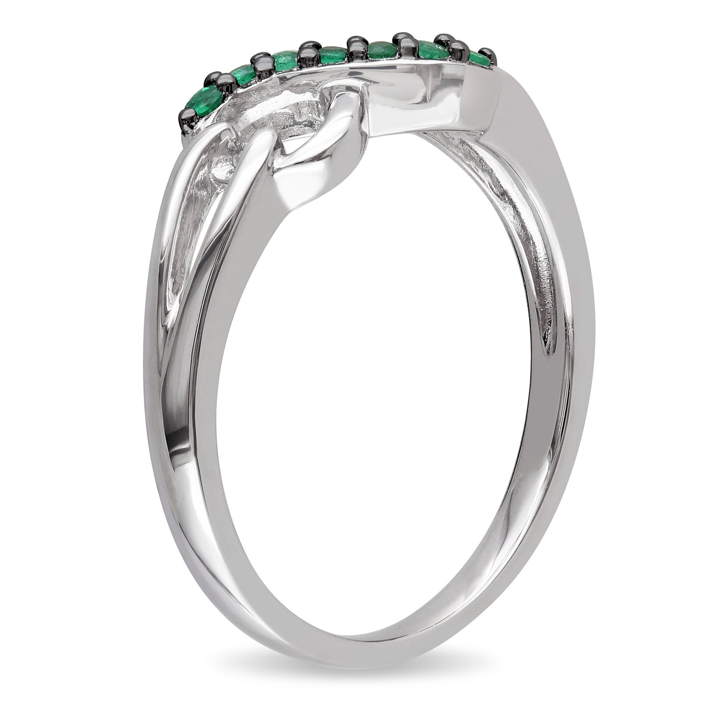 Emerald Infinity Ring in Sterling Silver