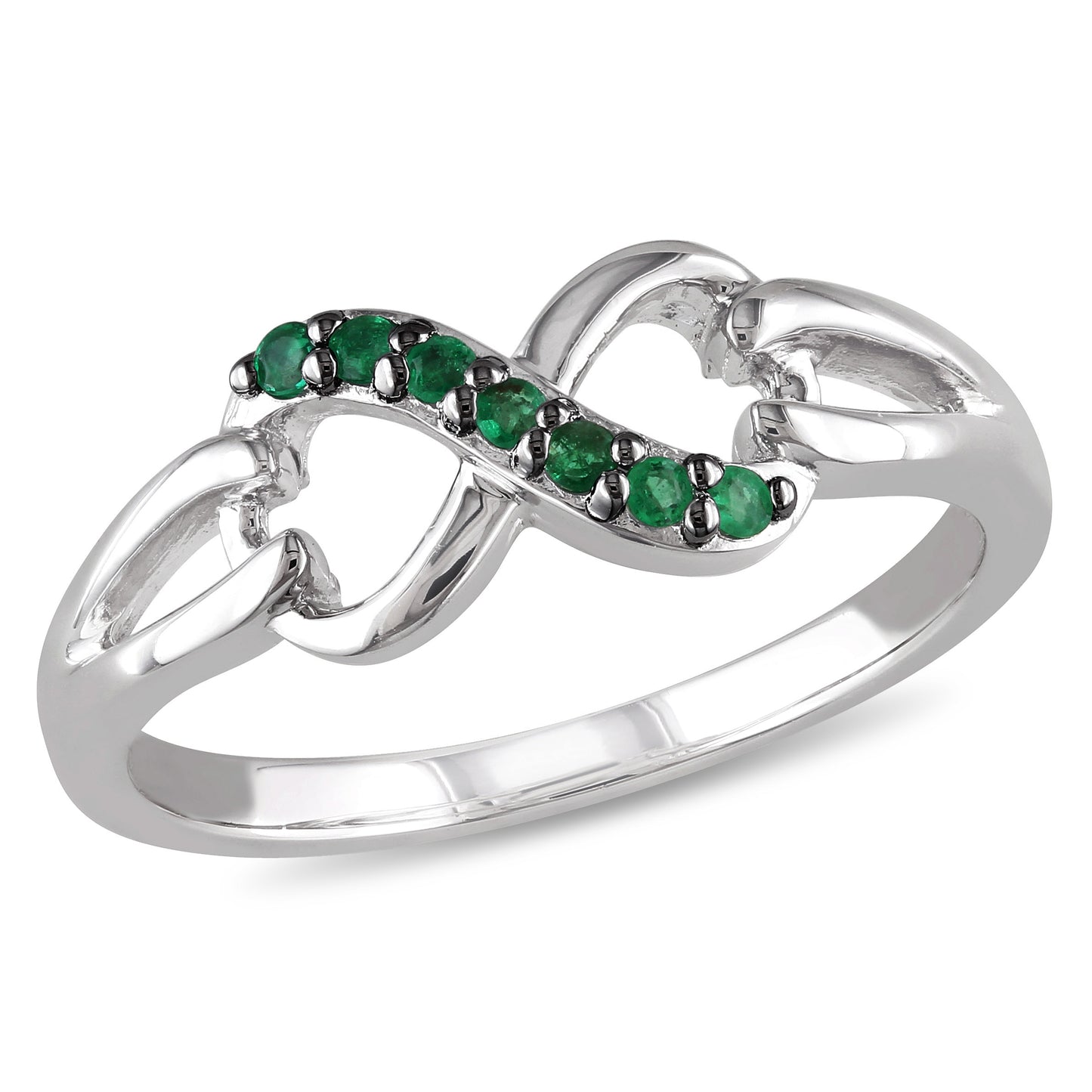 Emerald Infinity Ring in Sterling Silver