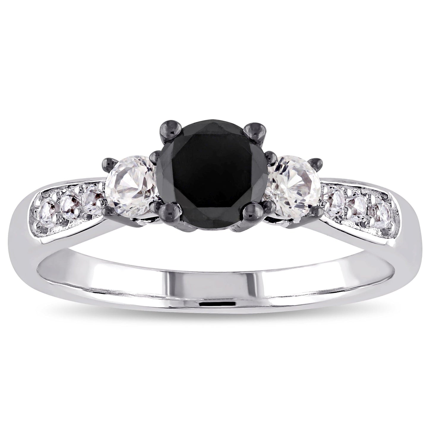 Sophia B Black Diamond & Sapphire Engagement Ring