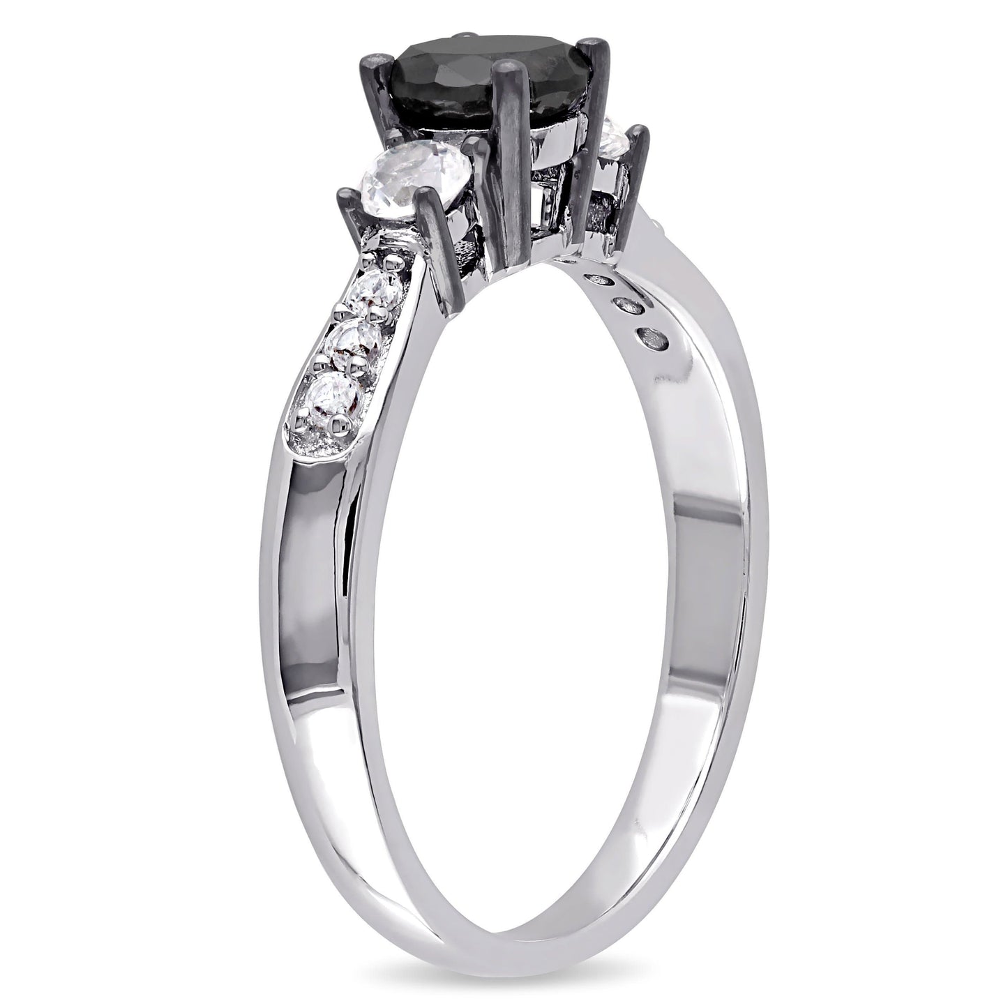 Sophia B Black Diamond & Sapphire Engagement Ring