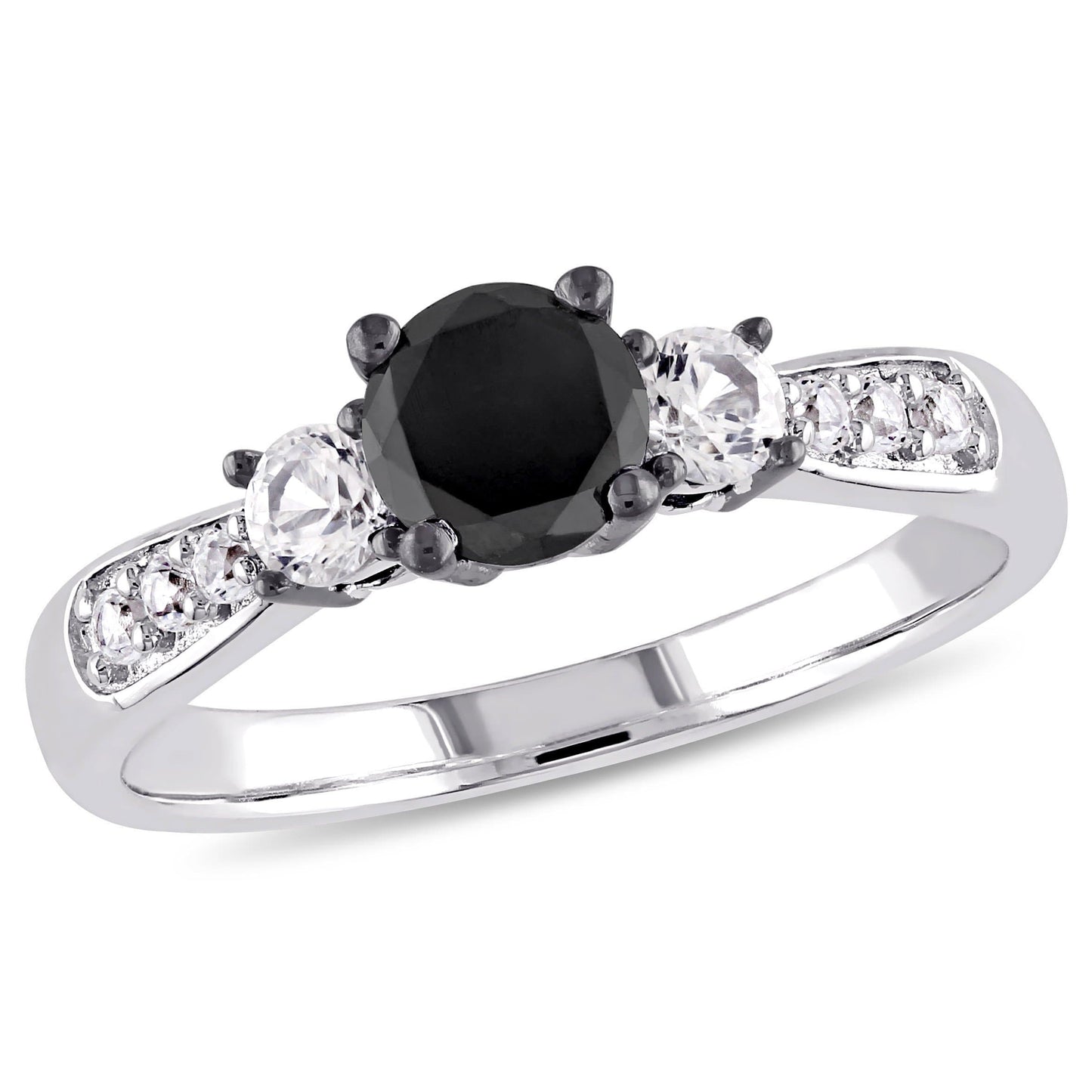 Sophia B Black Diamond & Sapphire Engagement Ring