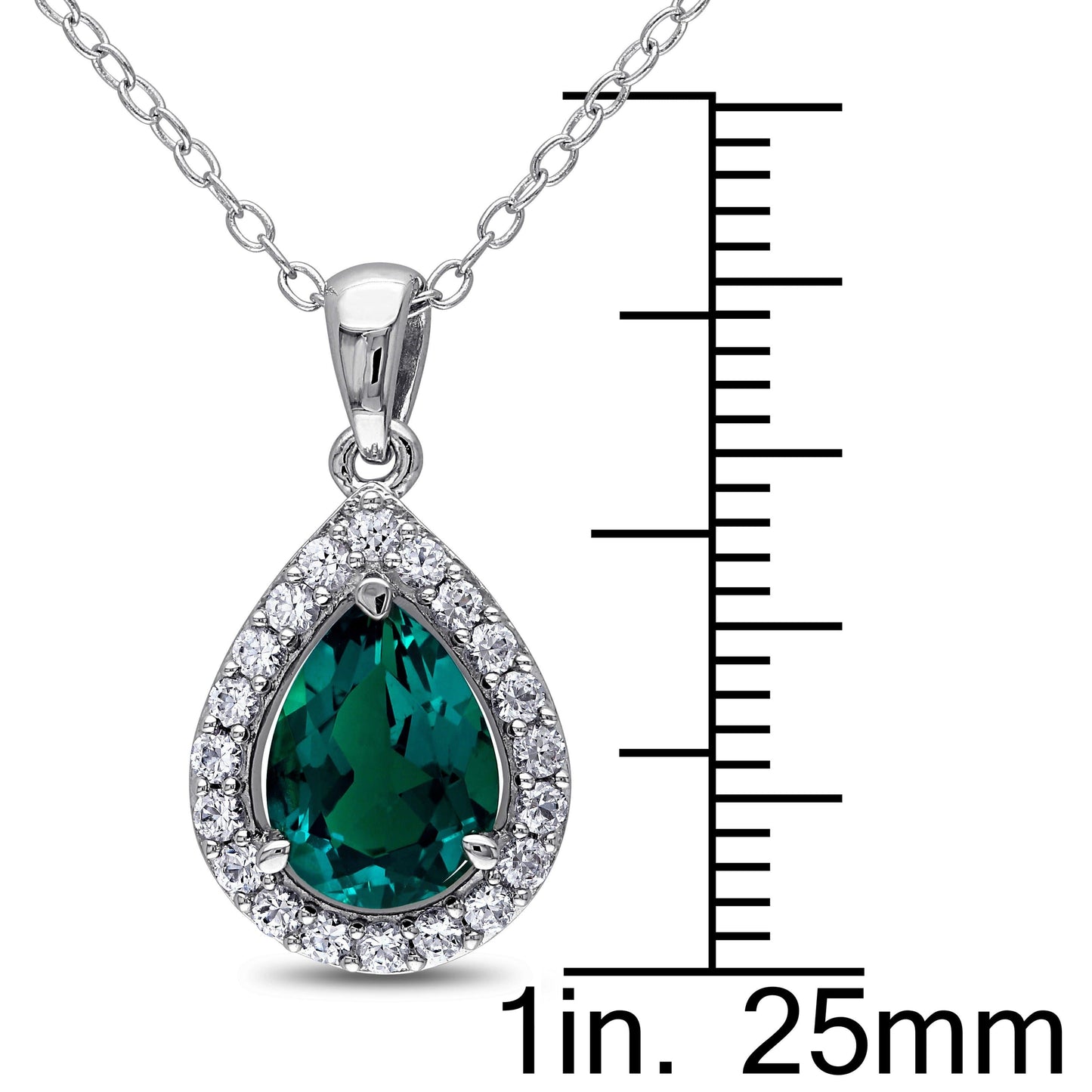 Emerald & White Sapphire Teardrop Necklace