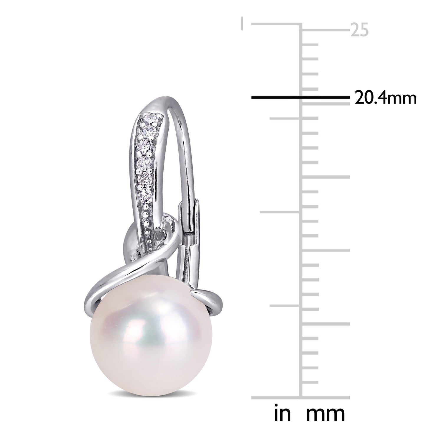 Diamond & White Freshwater Cultured Pearl Earrings
