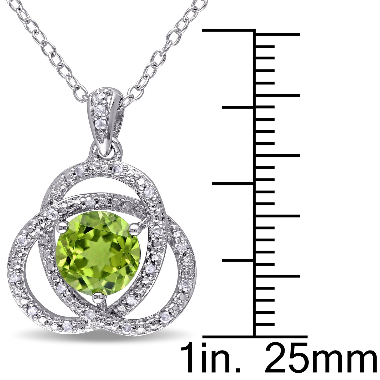 1 1/2ct Peridot & 1/10ct Diamond Pendant in Sterling Silver
