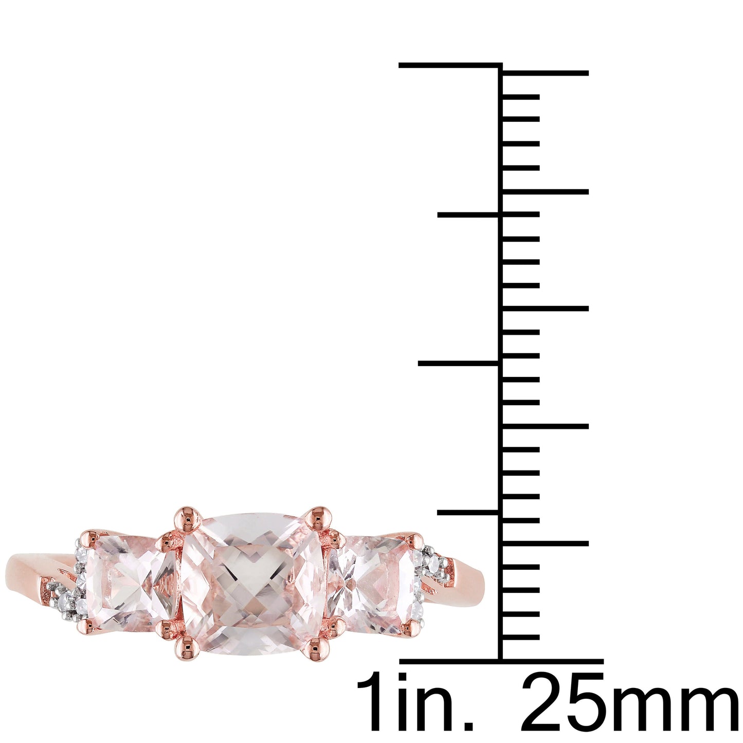 Sophia B 1 1/2ct Morganite 3-Stone Ring with Diamond Accents