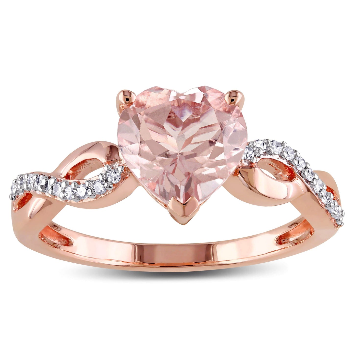 Sophia B Morganite & Diamond Heart Ring in 10k Rose Gold