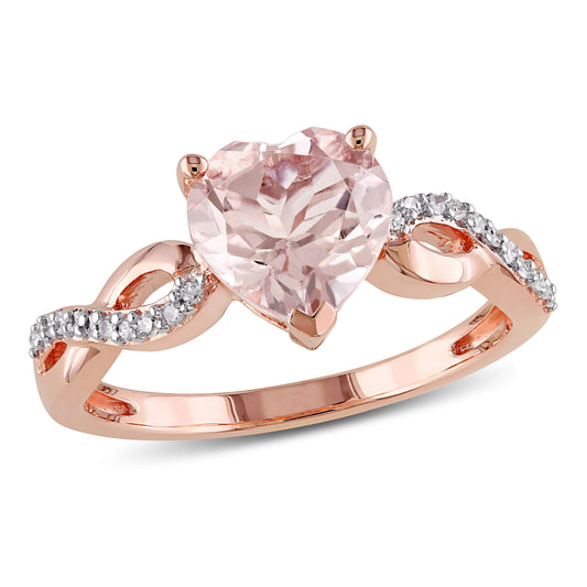 Sophia B Morganite & Diamond Heart Ring in 10k Rose Gold