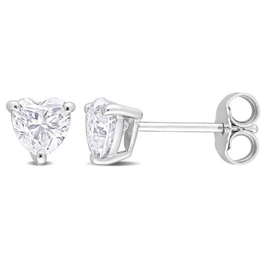 1ct Heart Cut Moissanite Studs in Sterling Silver