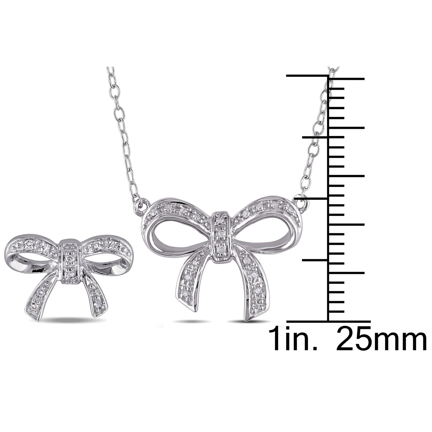 Diamond Bows Necklace & Earrings Set
