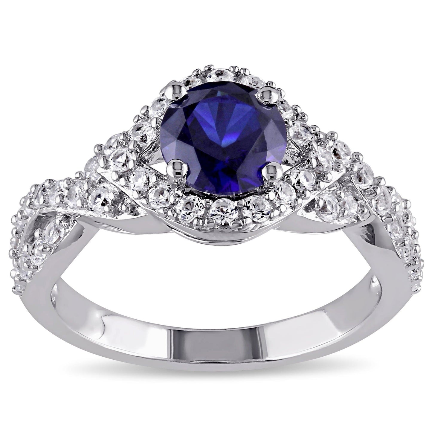 Sophia B Created Blue & White Sapphire Crossover Twist Ring