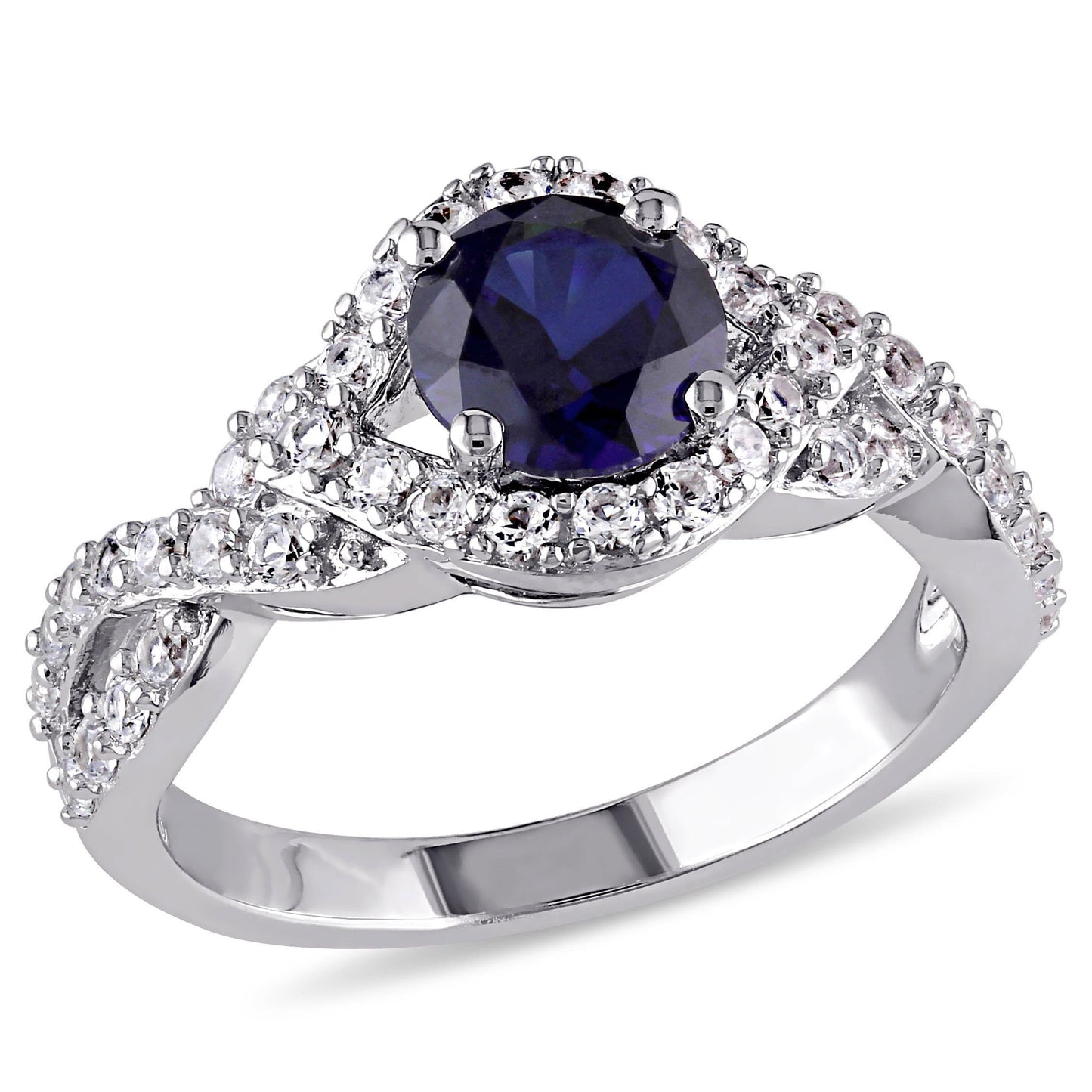Sophia B Created Blue & White Sapphire Crossover Twist Ring
