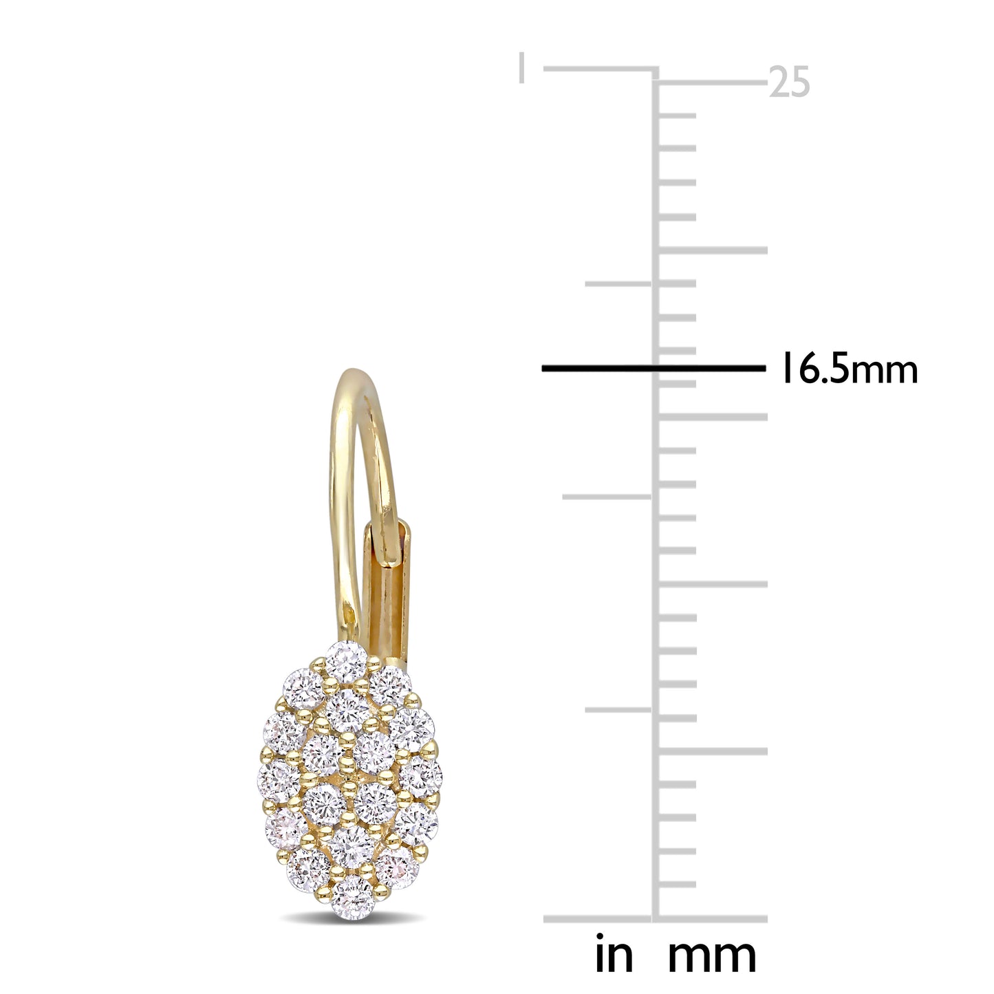 Cluster Oval Diamond Earrings in 14k Yellow Gold