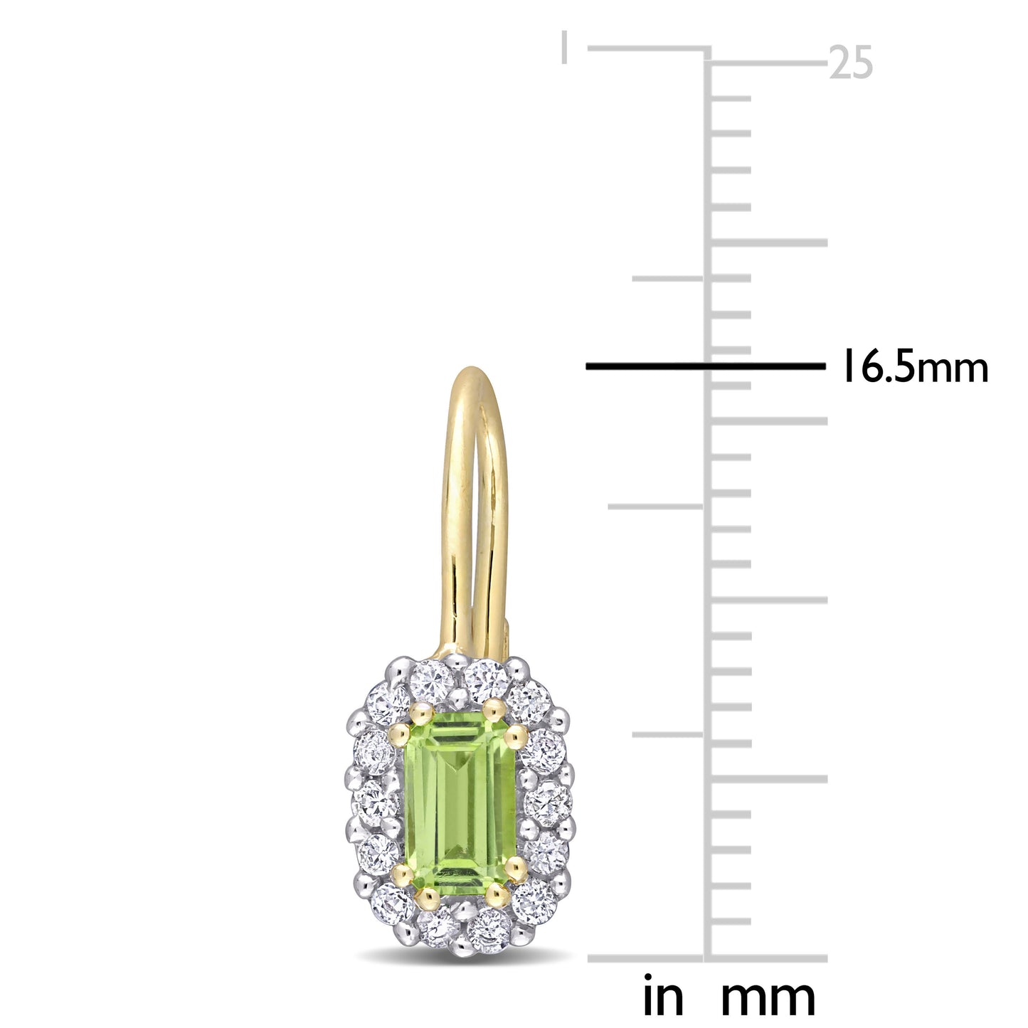 1ct Peridot & White Sapphire Earrings in 10k Yellow Gold