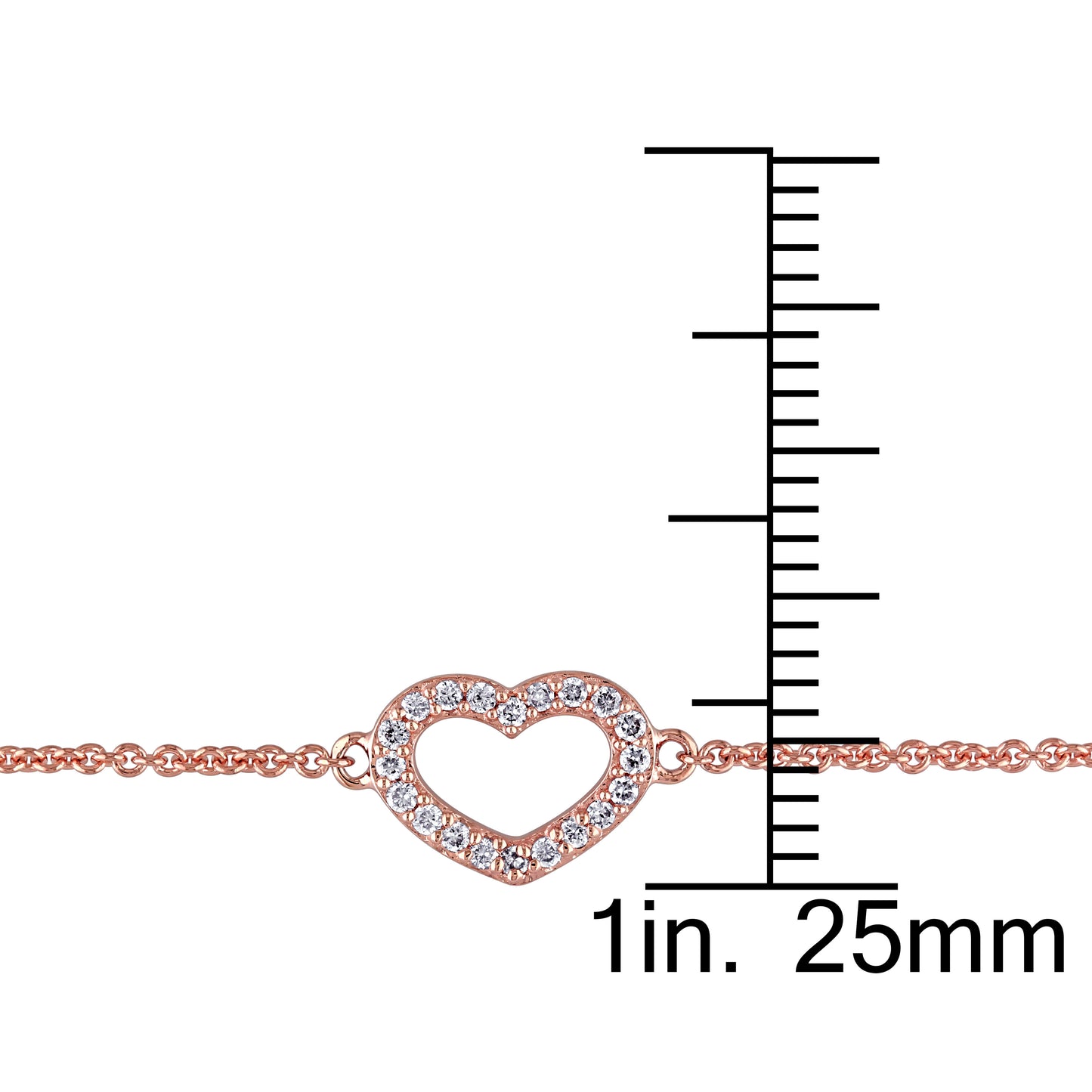 Open Heart Diamond Bracelet in 14k Rose Gold