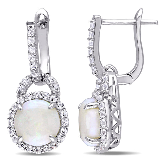 Opal White Topaz Cuff Earrings in Sterling Silver