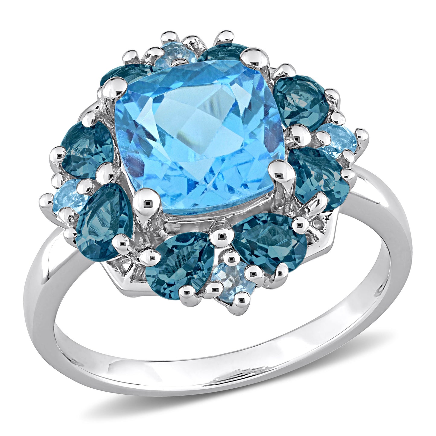 4 1/10ct Blue Topaz Art Deco Ring in Sterling Silver