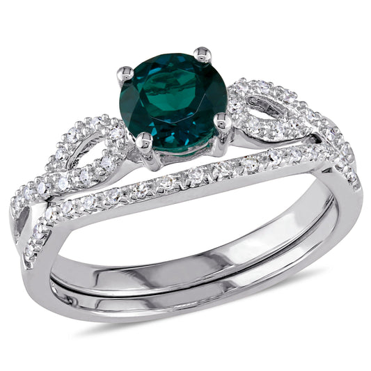 Sophia B Emerald & Diamond Wedding Set