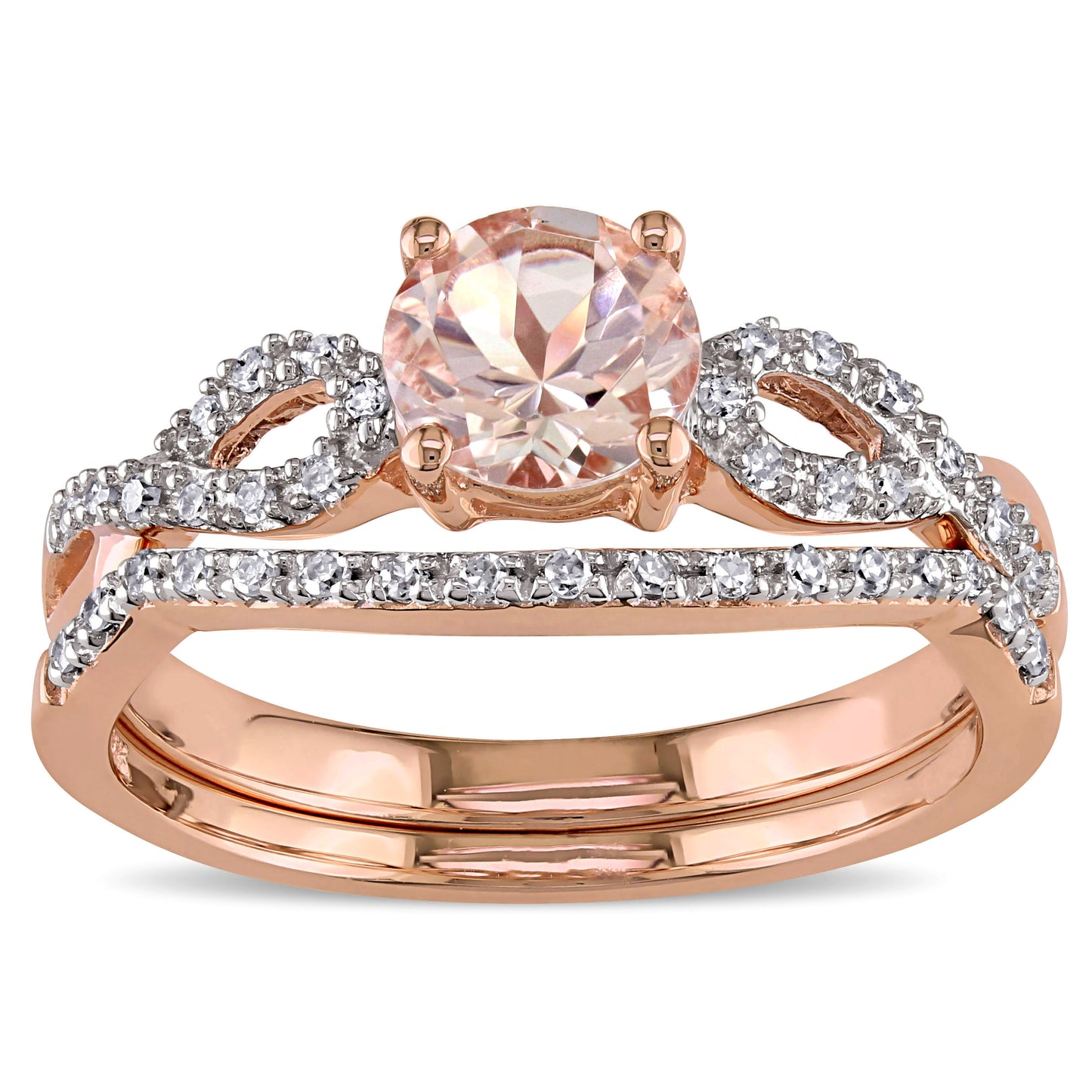 Sophia B Morganite & Diamond Infinity Bridal Set in 10k Rose Gold