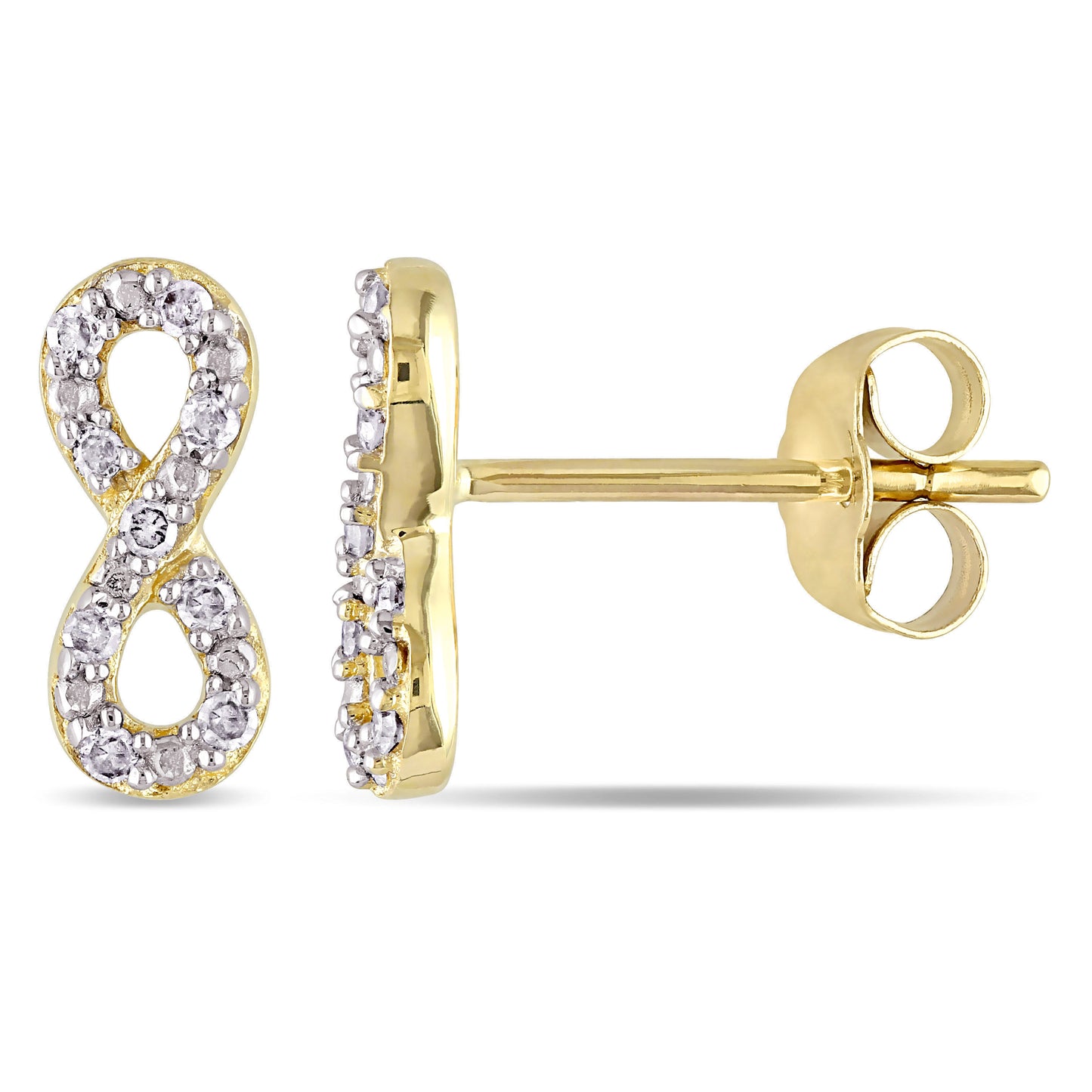 Infinity Diamond Earrings in 10k Yellow Gold