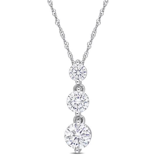 Moissanite Graduated 3-Stone Necklace in Sterling Silver