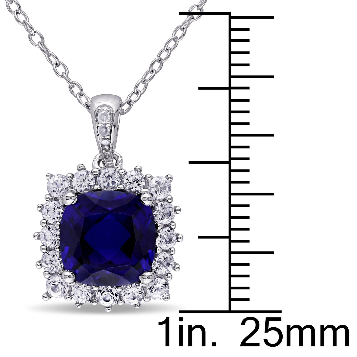 Cushion Cut Blue Sapphire Necklace & Earrings Set