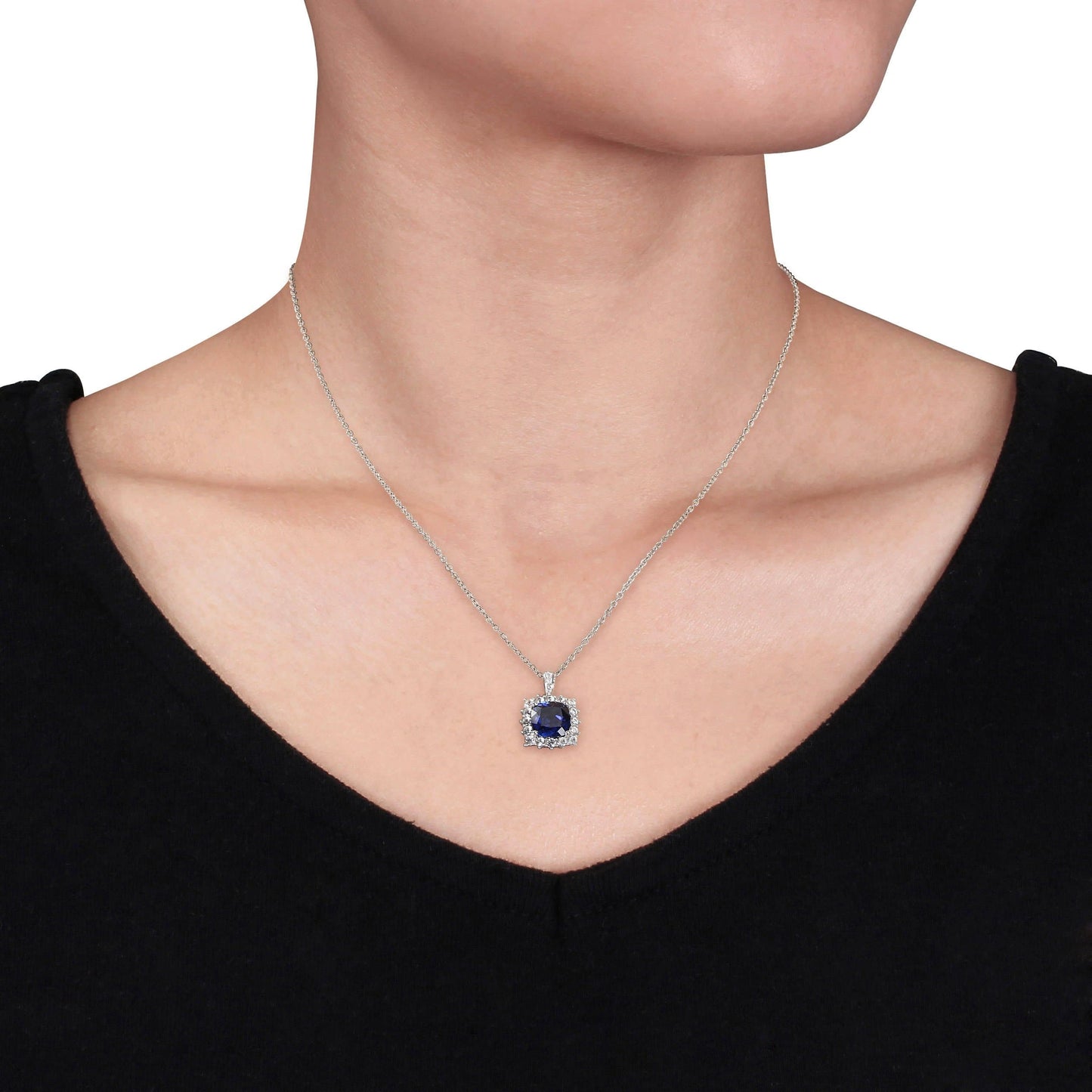 Sophia B Blue & White Sapphire & Diamond Necklace
